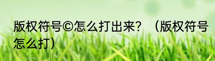 版权符号©怎么打出来？（版权符号怎么打）