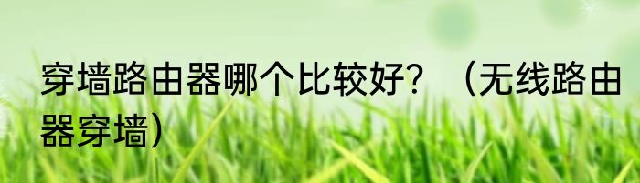 穿墙路由器哪个比较好？（无线路由器穿墙）