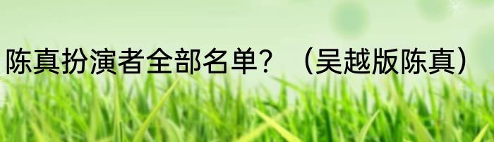 陈真扮演者全部名单？（吴越版陈真）
