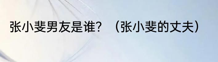 张小斐男友是谁？（张小斐的丈夫）