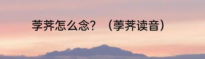 茡荠怎么念？（荸荠读音）