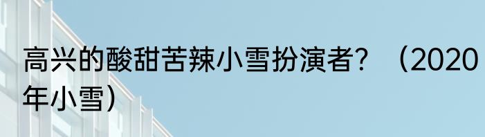 高兴的酸甜苦辣小雪扮演者？（2020年小雪）
