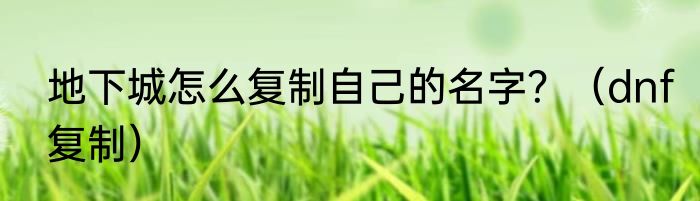 地下城怎么复制自己的名字？（dnf复制）
