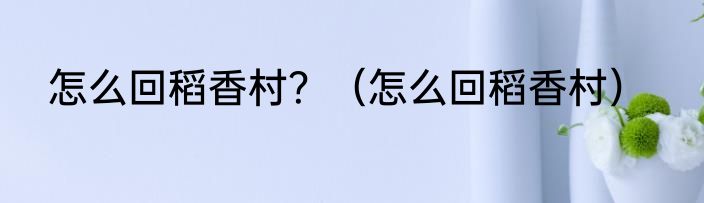 怎么回稻香村？（怎么回稻香村）