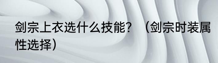 剑宗上衣选什么技能？（剑宗时装属性选择）