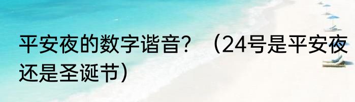 平安夜的数字谐音？（24号是平安夜还是圣诞节）