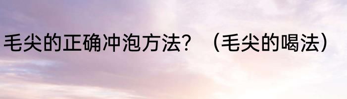 毛尖的正确冲泡方法？（毛尖的喝法）