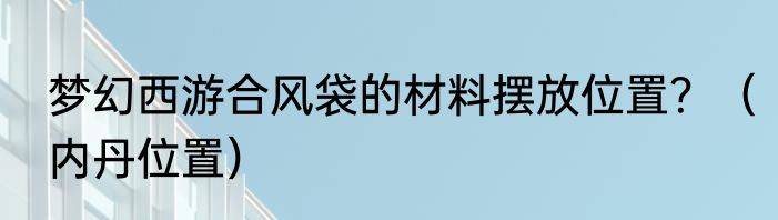 梦幻西游合风袋的材料摆放位置？（内丹位置）