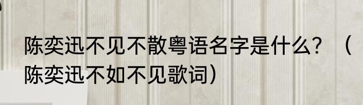 陈奕迅不见不散粤语名字是什么？（陈奕迅不如不见歌词）