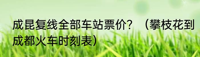 成昆复线全部车站票价？（攀枝花到成都火车时刻表）