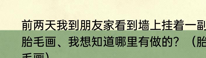 前两天我到朋友家看到墙上挂着一副胎毛画、我想知道哪里有做的？（胎毛画）