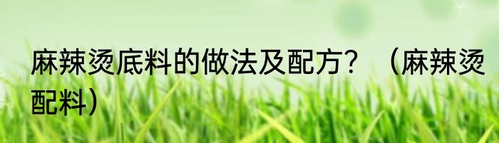 麻辣烫底料的做法及配方？（麻辣烫配料）