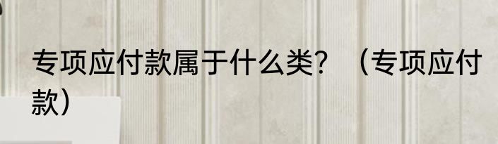 专项应付款属于什么类？（专项应付款）