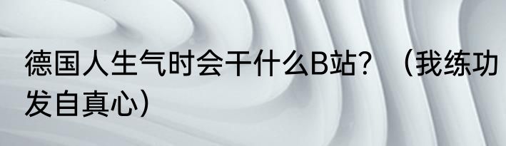 德国人生气时会干什么B站？（我练功发自真心）