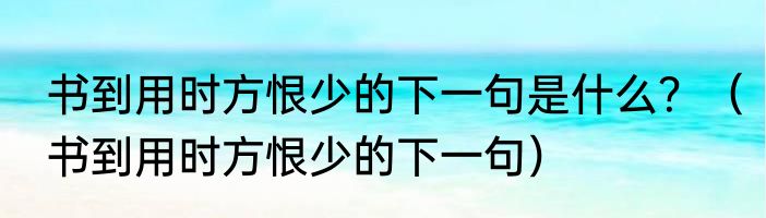 书到用时方恨少的下一句是什么？（书到用时方恨少的下一句）