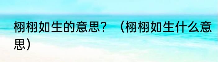 栩栩如生的意思？（栩栩如生什么意思）