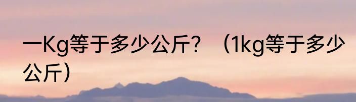 一Kg等于多少公斤？（1kg等于多少公斤）
