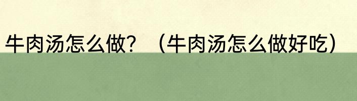 牛肉汤怎么做？（牛肉汤怎么做好吃）