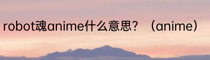 robot魂anime什么意思？（anime）
