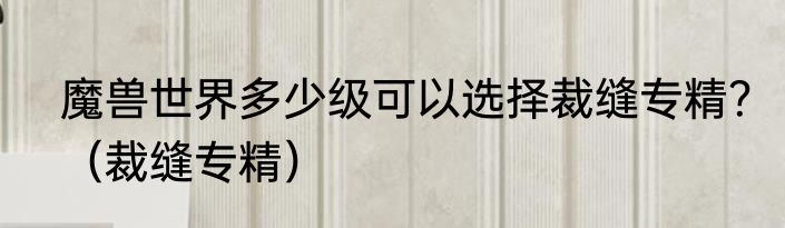 魔兽世界多少级可以选择裁缝专精？（裁缝专精）