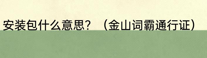 安装包什么意思？（金山词霸通行证）