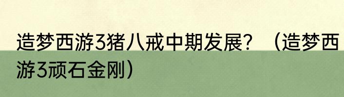 造梦西游3猪八戒中期发展？（造梦西游3顽石金刚）