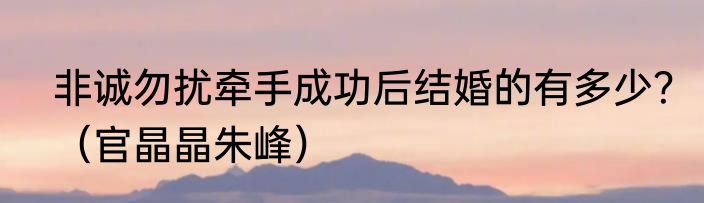 非诚勿扰牵手成功后结婚的有多少？（官晶晶朱峰）