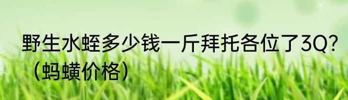 野生水蛭多少钱一斤拜托各位了3Q？（蚂蟥价格）