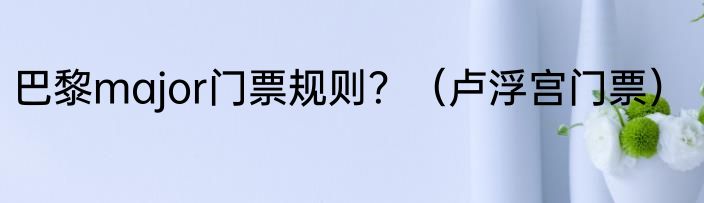 巴黎major门票规则？（卢浮宫门票）