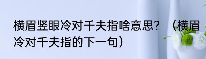 横眉竖眼冷对千夫指啥意思？（横眉冷对千夫指的下一句）