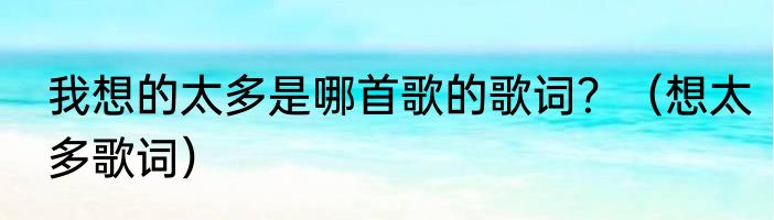 我想的太多是哪首歌的歌词？（想太多歌词）