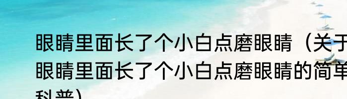 眼睛里面长了个小白点磨眼睛（关于眼睛里面长了个小白点磨眼睛的简单科普）