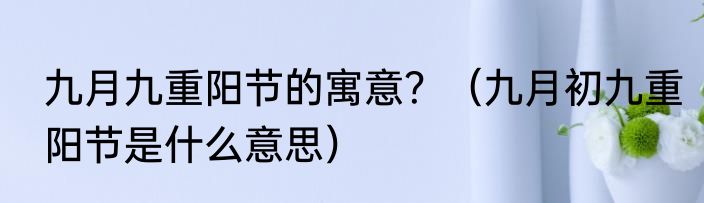 九月九重阳节的寓意？（九月初九重阳节是什么意思）