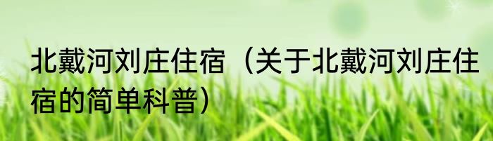 北戴河刘庄住宿（关于北戴河刘庄住宿的简单科普）