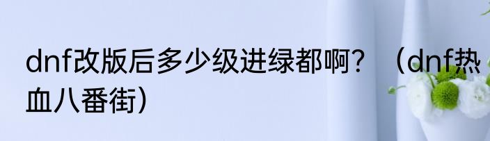 dnf改版后多少级进绿都啊？（dnf热血八番街）