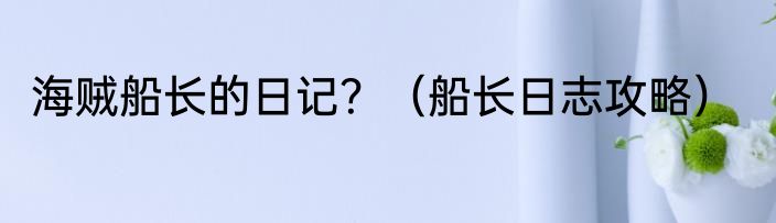 海贼船长的日记？（船长日志攻略）