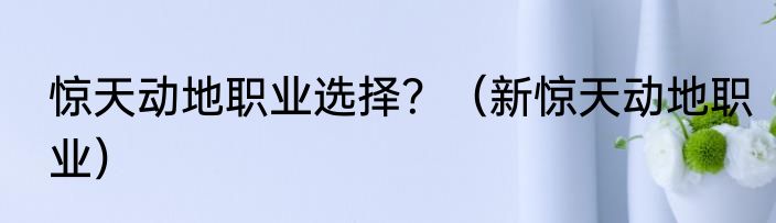 惊天动地职业选择？（新惊天动地职业）