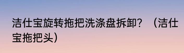 洁仕宝旋转拖把洗涤盘拆卸？（洁仕宝拖把头）