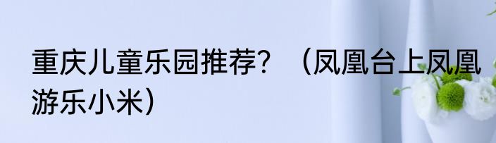 重庆儿童乐园推荐？（凤凰台上凤凰游乐小米）