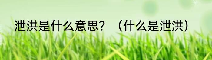 泄洪是什么意思？（什么是泄洪）