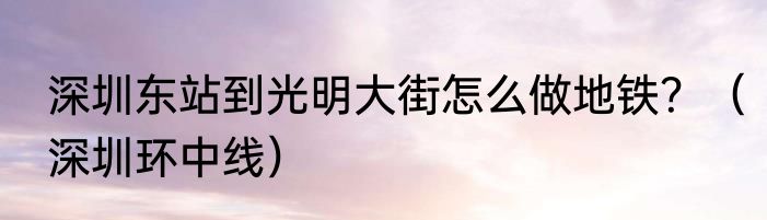 深圳东站到光明大街怎么做地铁？（深圳环中线）
