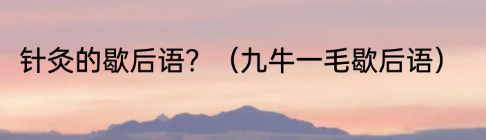 针灸的歇后语？（九牛一毛歇后语）