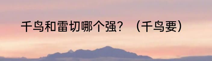千鸟和雷切哪个强？（千鸟要）