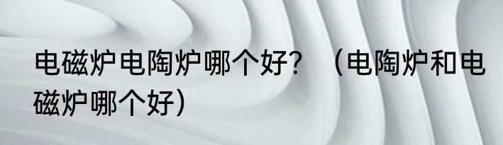 电磁炉电陶炉哪个好？（电陶炉和电磁炉哪个好）