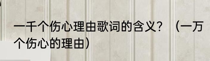 一千个伤心理由歌词的含义？（一万个伤心的理由）