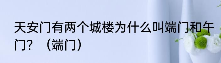 天安门有两个城楼为什么叫端门和午门？（端门）