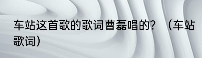 车站这首歌的歌词曹磊唱的？（车站歌词）