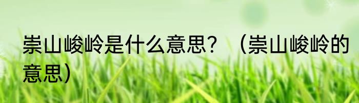 崇山峻岭是什么意思？（崇山峻岭的意思）