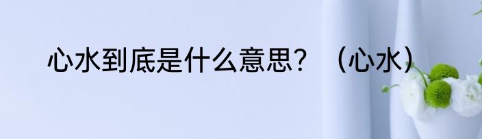 心水到底是什么意思？（心水）