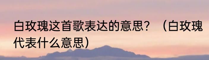 白玫瑰这首歌表达的意思？（白玫瑰代表什么意思）